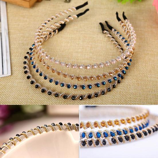 Fashion Single Row Handmade Girls Headband Rhinestones Women Hair Hoop Headwear