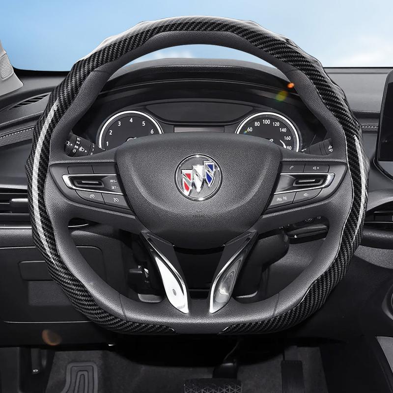 Suitable for Buick Carbon Fiber Texture Steering Wheel Cover Snap-On Wave-Shaped Sporty Design Durable Protective Case Encore Gx Envista Envision