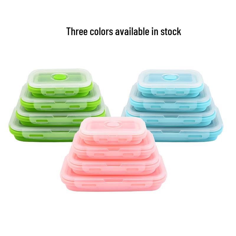 Portapranzo Pieghevole in Silicone per Conservazione Fresca - Contenitore Quadrato Portatile e Adatto per Esterni