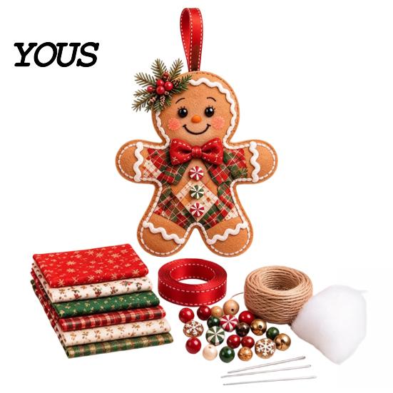 Handcrafted Holiday Display Items DIY Patchwork Ornament Kit for Christmas Decoration, Decorative Fabric Party Materials Craft Set with Traditional