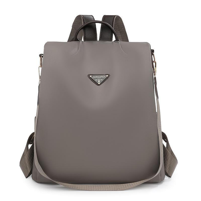 Nylon Tyverisikker Ryggsekk Dame Ensfarget Utendørs Reiseveske Multifunksjonell Skulderveske