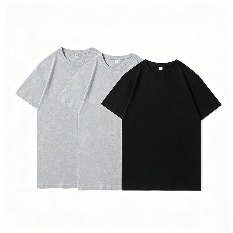 3PCS Summer Cotton T-shirt Men Women T-shirts Fashion Harajuku Short-sleeves Solid Color Tops