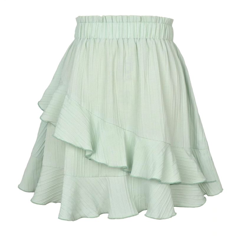Fashion Style Ruffles Skirt High Waist Asymmetrical Pure Color Skirt High Waist Ruffled Skirt