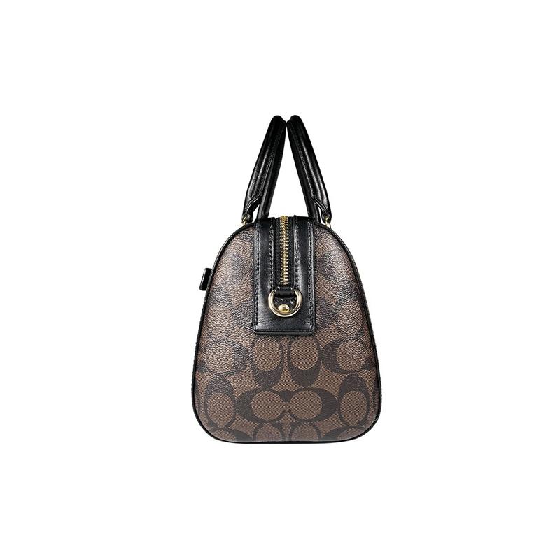 Coach Handbag Rowan 27 Presbyopic Printed Zipper Closure, Coated Canvas and Smooth Leather, Boston Bag Hand-held Shoulder Crossbody Bag, Large Size