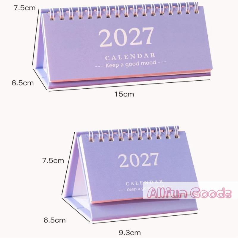 1Pcs 2027 Solid Morandi Color Mini Desk Calendar Standing Flip Monthly Planner Office Home Student Desktop Decor Stationery Gift