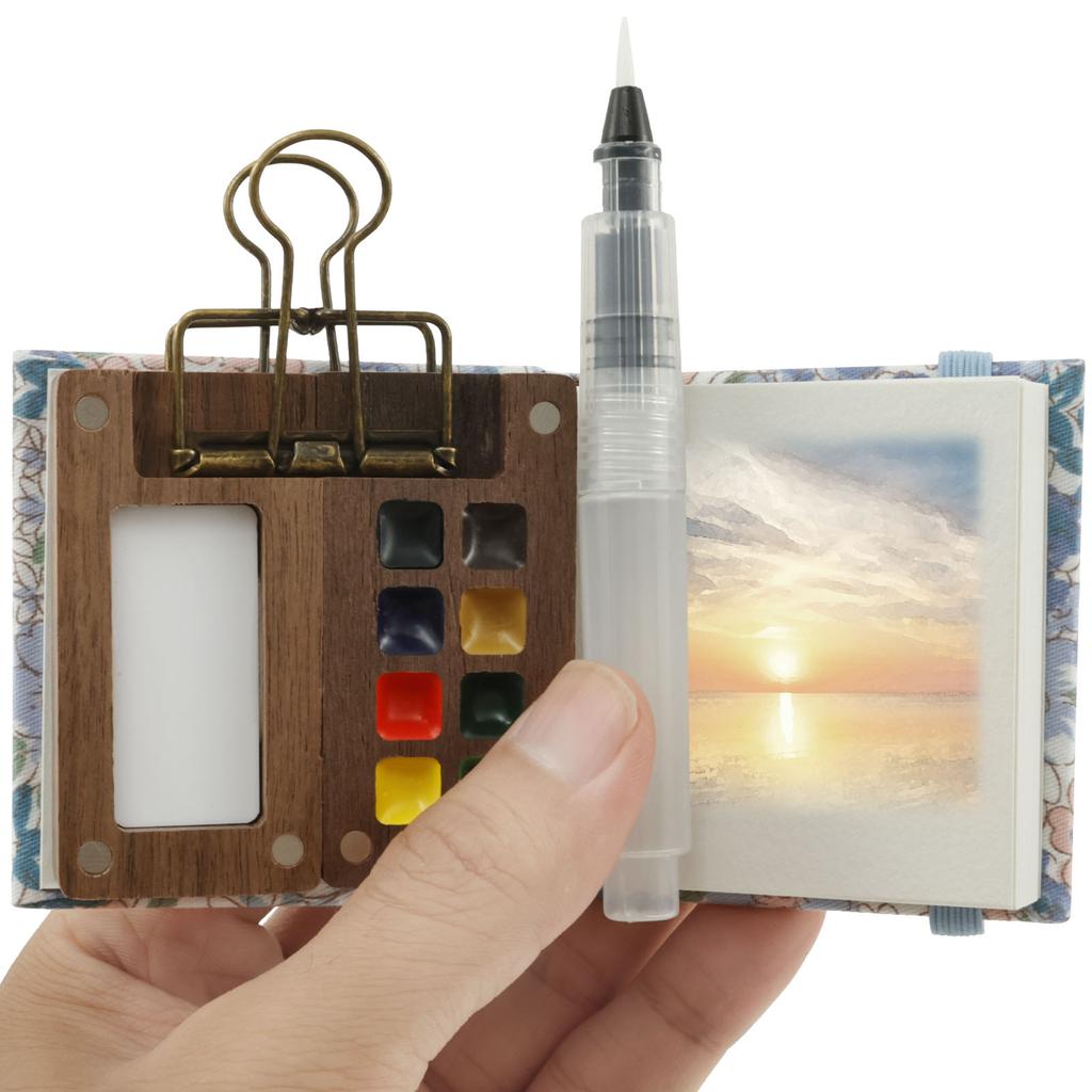 8 Grids Watercolor Palette Set Mini Travel Paint Palette Travel Watercolor Palette with Clip Tiny Watercolor Paint Kit for Kids