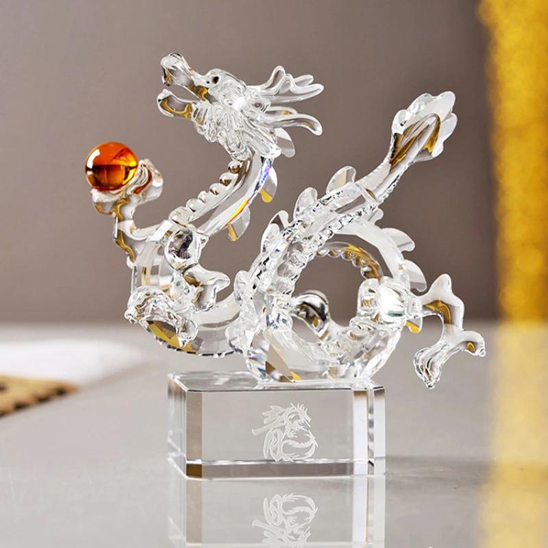 Crystal Flying Dragon Decoration Gift Box Christmas Gifts Living Room Office Desktop Home Decoration  Sculpture Handicrafts