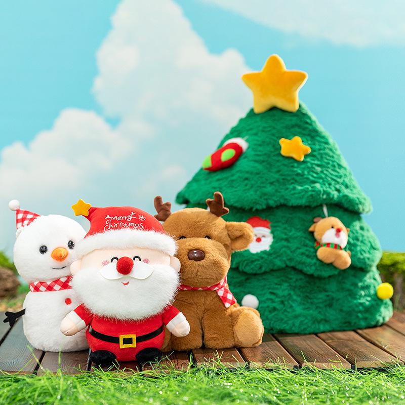 Deer & Santa Claus Plush Throw Pillow - Christmas Ornament & Gift 23cm (0.18kg)