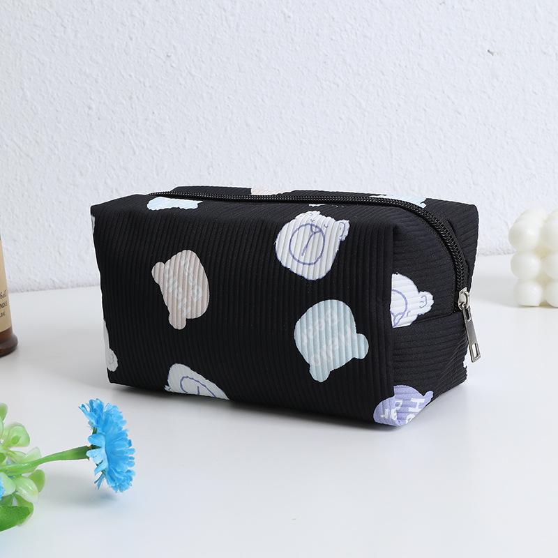 Cute Bear Printed Cosmetic Bag Women Large Capacity Travel Organizer Bags Toiletry Bag Zipper Pencil Case Stationery Pouch