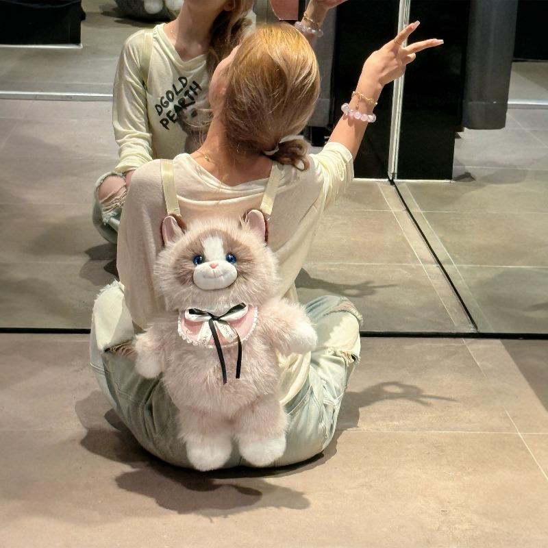 2026 Simulated Storage Bag Cat Backpack Cute and Comfortable Girl's Birthday Gift Fashionable and Adjustable Shoulder Straps