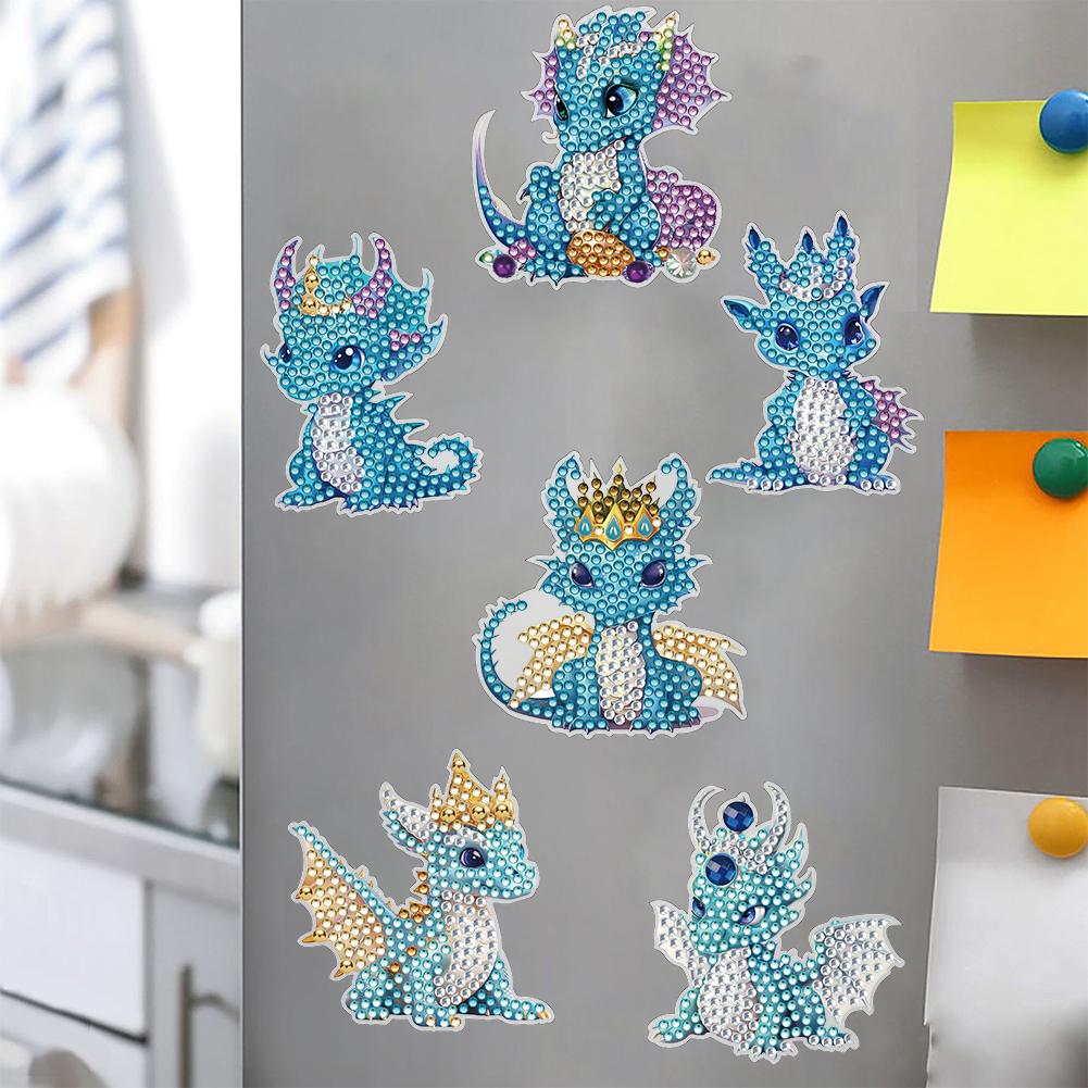 6/8/12 Pcs Diamond Art Fridge Magnets Sticker Blue Pterosaur Diamond Painting Magnets Refrigerator Green Butterfly Special Shape