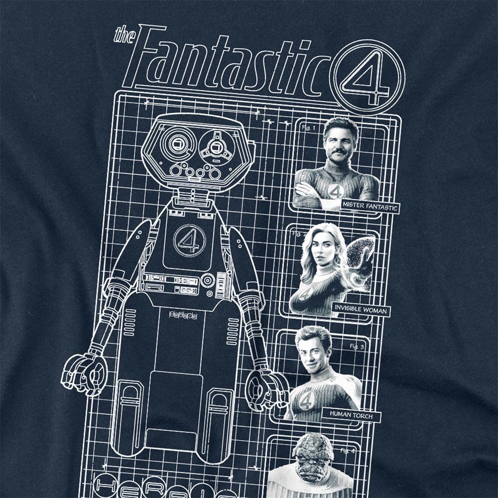 Fantastic Four Unisex Adult First Family And Herbie Blueprint Long-Sleeved T-Shirt