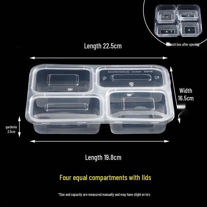 

Disposable 4-Compartment Takeaway Lunch Containers