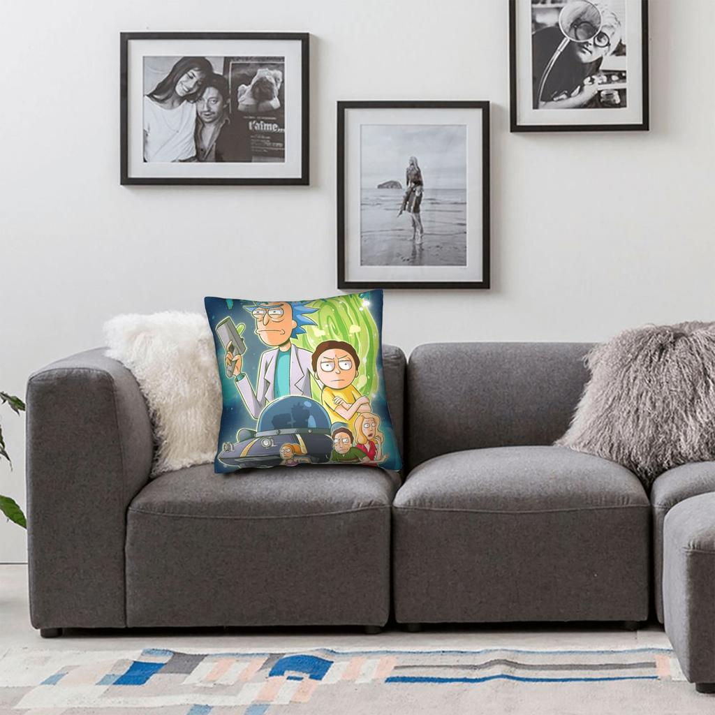 Ricked and Mortys Pillow Case  Comfy Pillow Cover For Living Room Sofa Retro Trendy Pillowcases