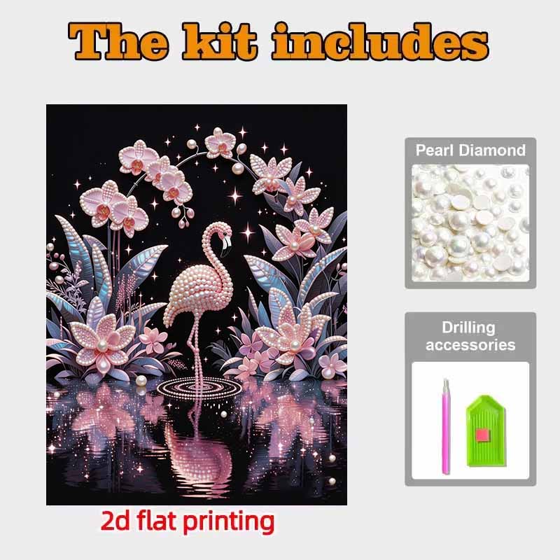 DIY Flamingo Pearl Diamond Art Kits Without Frame 30x40cm Gem Art Diamond Painting Kits for Adults/Beginners Gift Idea Home Wall Decor