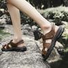 Fashion Genuine Leather Sandals Summer Mens Casual Shoes Outdoor Non-Slip Sandals for Men Beach Shoes Lightweight Shoes Plus Size 38-48