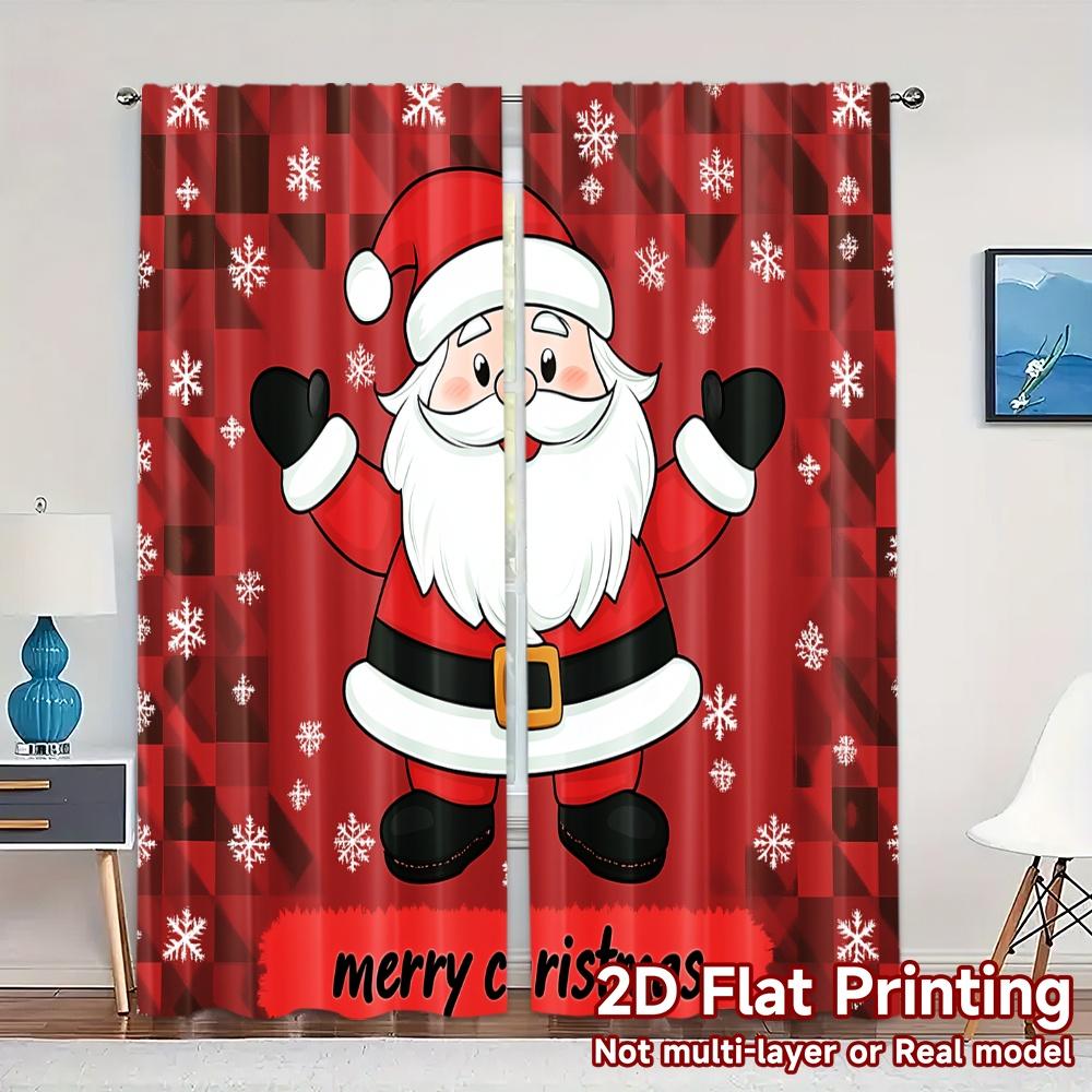 

2pcs,Curtains Cute Santa Claus Christmas (2) Modern Light Filtering Curtains Semi-Sheer Curtains Decorations Inside Ldeal for 52.50×116.00 CM 2pcs