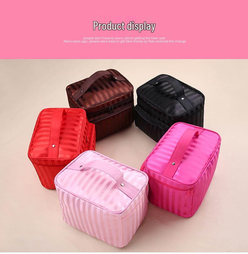 Foldable Jacquard Fabric Large Women's Makeup & Jewelry Travel Toiletry Bag