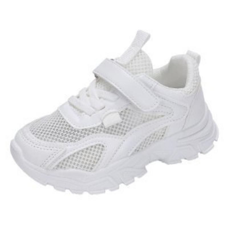 Kids Pure White Breathable Mesh Hook Loop Non Slip Casual Sports Sneakers 26 белый
