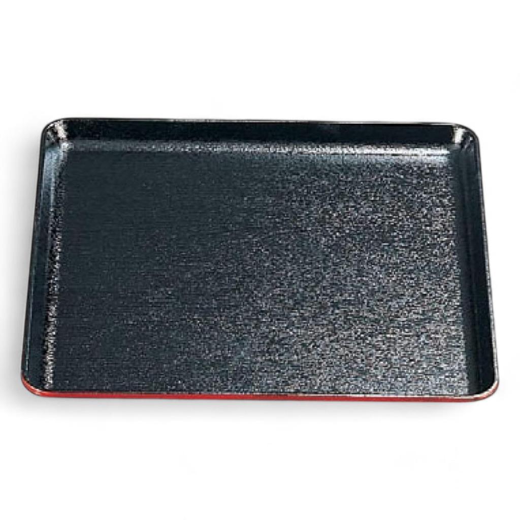 30cm Square Zelkova FRP Tray Black with Red Lacquerware Made In Dishwasher Safe J-kitchens (Tray/Serving Tray) Rim, Non-Slip, (Strong Resin), Japan,