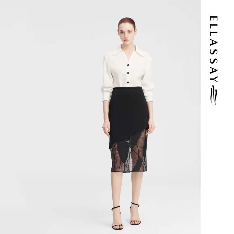 

ELLASSAY Women s Lace Splice Slim Fit Mid-Length Dress