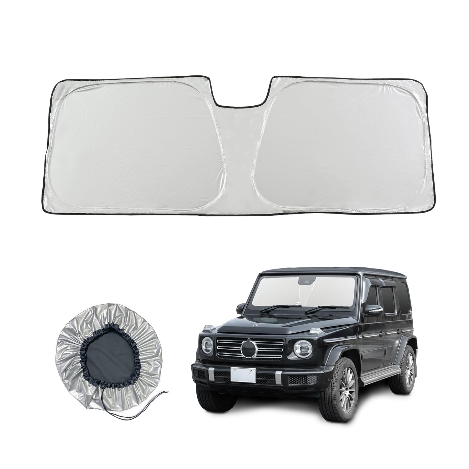 

SEIWA IMP383 Folding Front Sunshade for UV Custom Design with Titanium Silver Blocks Over of UV Rays and of Ideal for Extreme Car and Disaster Pop-Up