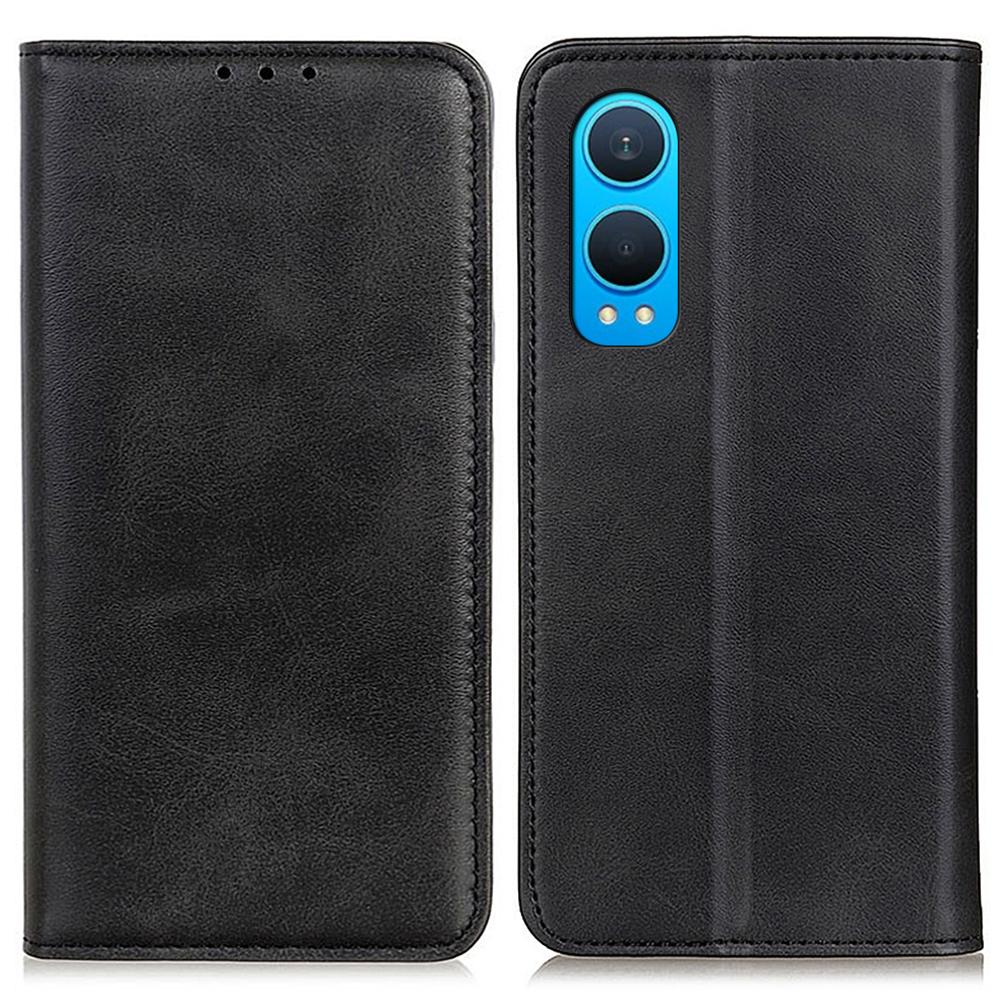 

Для OnePlus Nord CE4 Lite 5G/Oppo K12x 5G (Китай) Чехол-кошелек из спилковой кожи с текстурой коровьей кожи Black