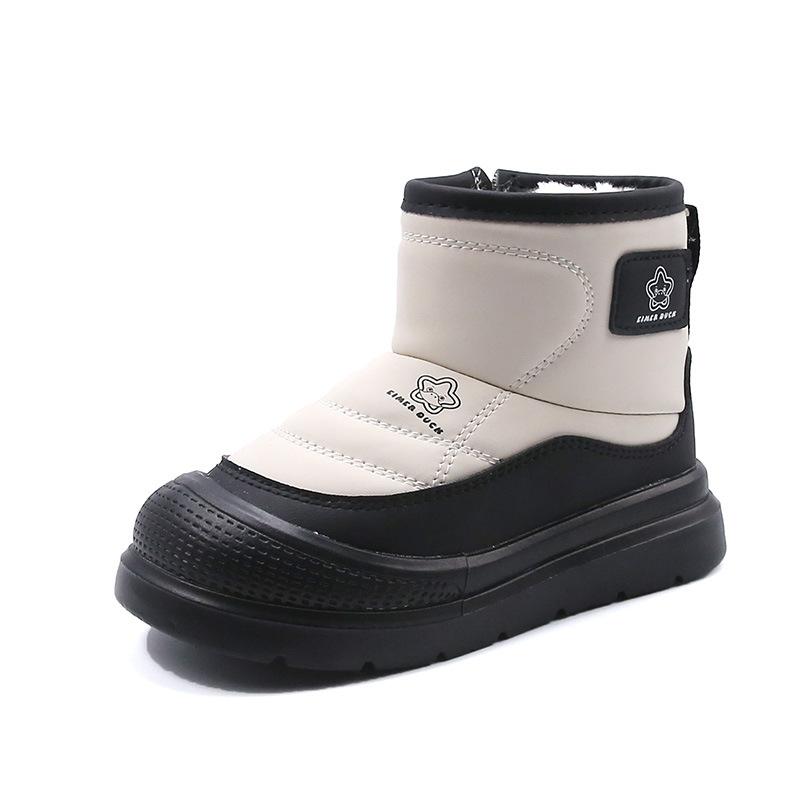 Kids Fleece Lined Back Zipper Anti-collision Toe Warm Winter Ankle Snow Boots 26 чёрный