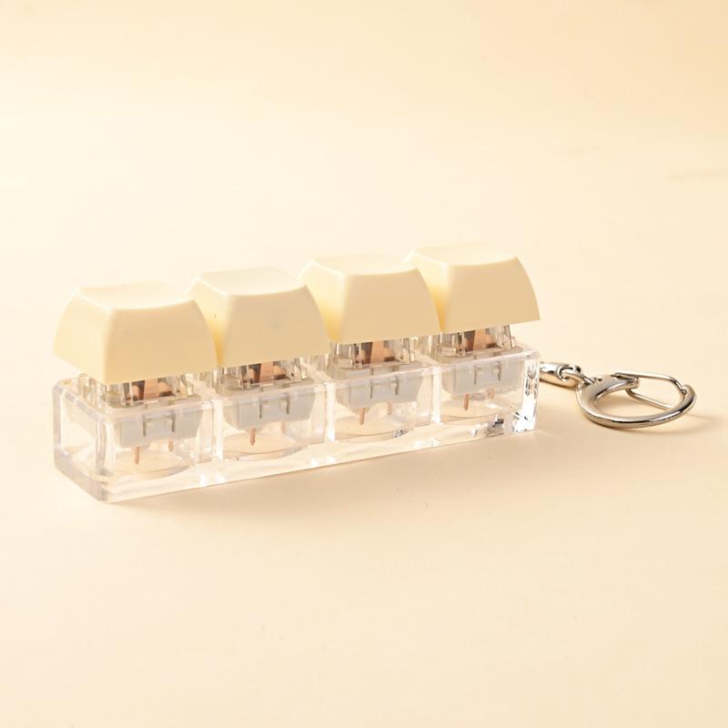 Cute 1 Buttons Keyboard Fidget Keychain Keyboard Clicker Mechanical Keyboard Keyring Stress Relief Toys Gift For Girlfriend