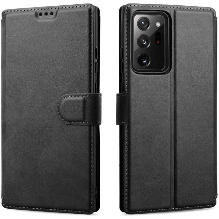 Coque portefeuille - BOOLING - pour Samsung Galaxy S22 Ultra - Cuir PU Premium - Antichoc - Noir