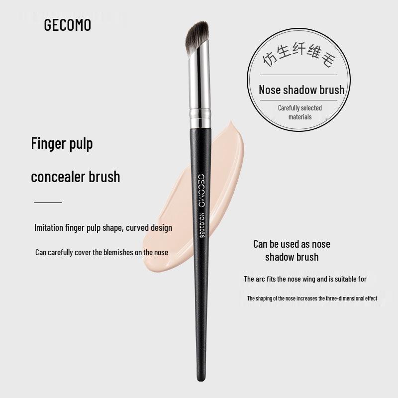 Flat-Top Stippling Blush Brush by GECOMO: Long handle, soft bristles, non-absorbing powder, ideal for easy makeup application and beginners.