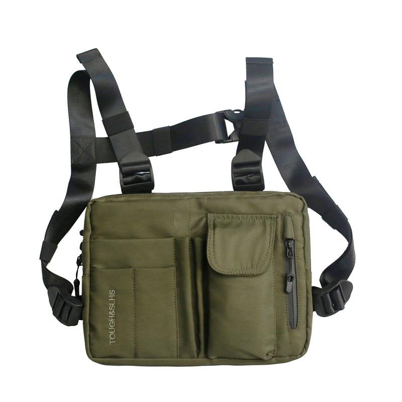 Men's Rig Vest Bag Hip Hop Tactical Functial Backpack Work Amy Green Motorcycle Chest Bag Streetwear Waistcoat Female