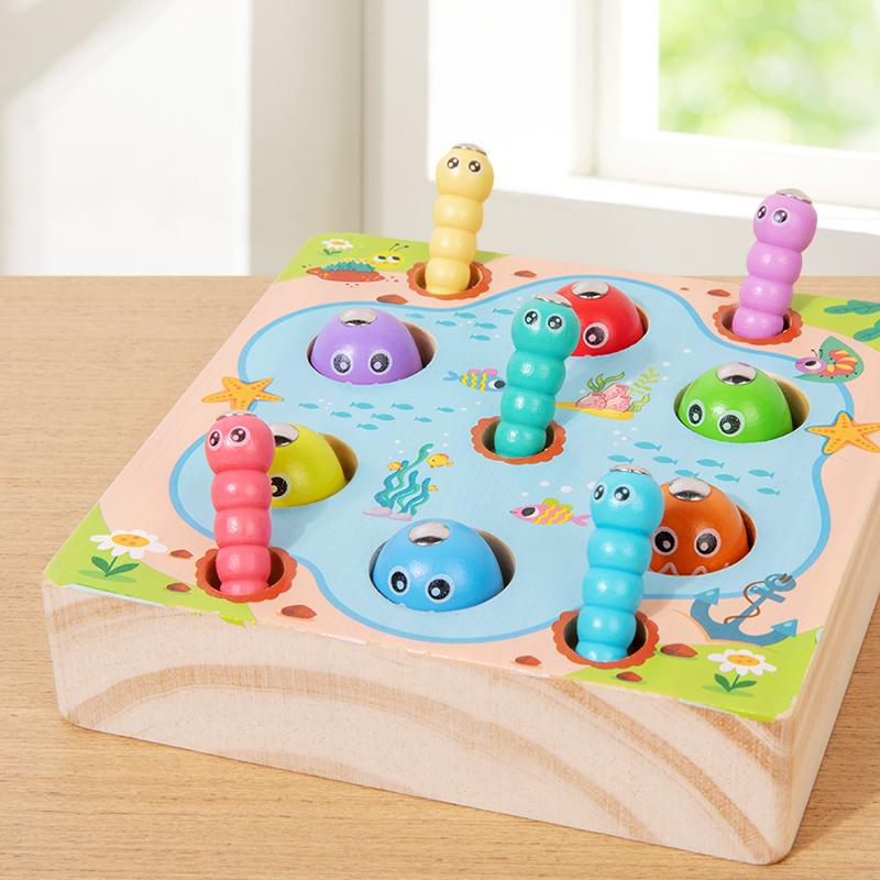 Children Wooden Fishing Game Toys Early Education Color Cognitive Toy Kids Interactive Games Toys for Gifts Fine Motor Skill
