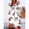 Women's Autumn/Winter Fashion Loose Pullover Printed Long Sleeve Split Dress