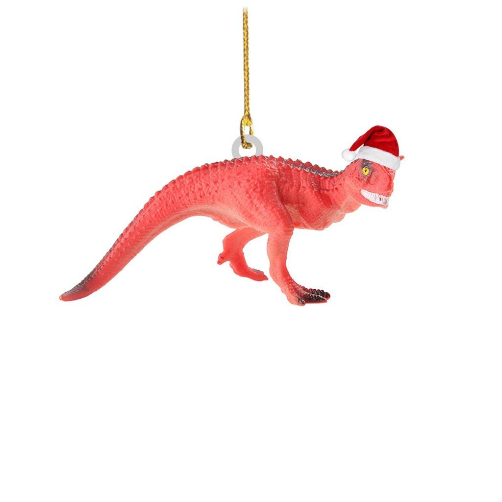 Festive Flat Dinosaur Acrylic Christmas Ornament Cheerful Vehicle Decoration Gift For All Ages