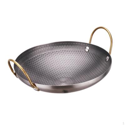 Slitesterk rustfritt stål Dobbel håndtak Wok Pan Kokekar Kjøkkenutstyr Steking Hver dag for