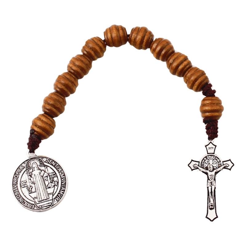 Benedict Medals Crucifix Rosary Comfortable Handling Portable Size Religious Wrist Accessories for Spiritual Devotion