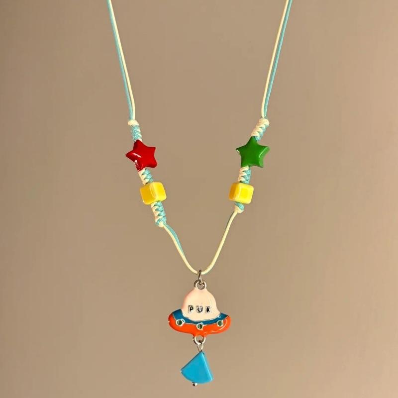 Summer Niche Handmade Color Dopamine Beaded Children's Fun Necklace Creative Cute Versatile Sweet Collarbone Chain