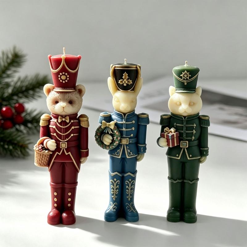 Side Slit Candle Making Form for Holiday Figure Projects, Flexible Standing Soldier Shape for DIY Winter Use and Display