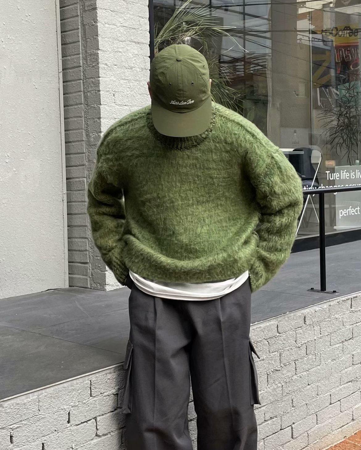 

Мужская зимняя куртка-свитер из мохера в корейском стиле в стиле ретро зеленого цвета XL