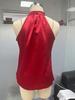 Autumn Satin Solid Color Off-the-Shoulder Halter Top for Women
