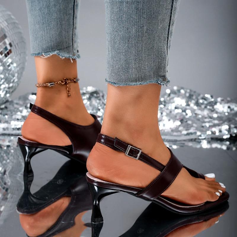 Summer Pop Toe Open Toe Sandals Women's Fashion Outside Wear Comfortable and Versatile Low Heel Shoes