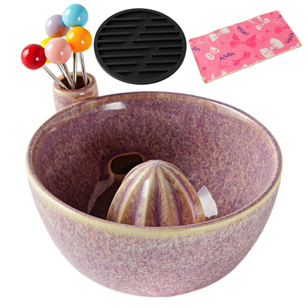 5-Piece Ceramic Berry Washing Bowl with Built-In Spinner Strainer Fruit Vegetable Kitchen Prep