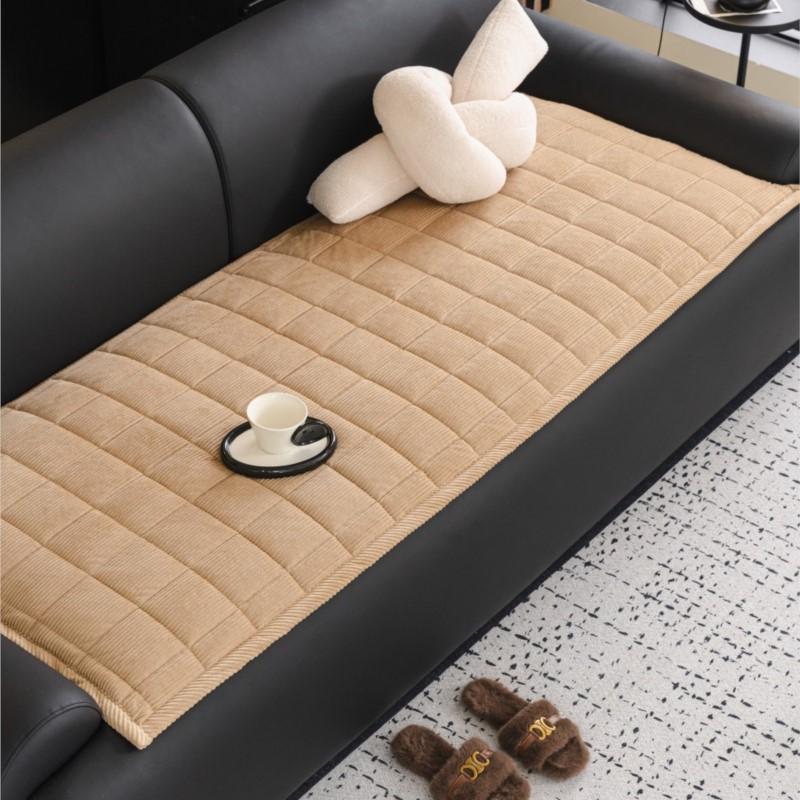 Modern Minimalist Non-Slip Leather & Solid Wood Sofa Pad Deep Gray Office Seat Cushion with Anti-Slip Design Wooden Sofas