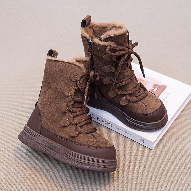 Kids' Fur-Lined Winter Snow Boots - Non-Slip, Waterproof, Warm Mid-Calf Design