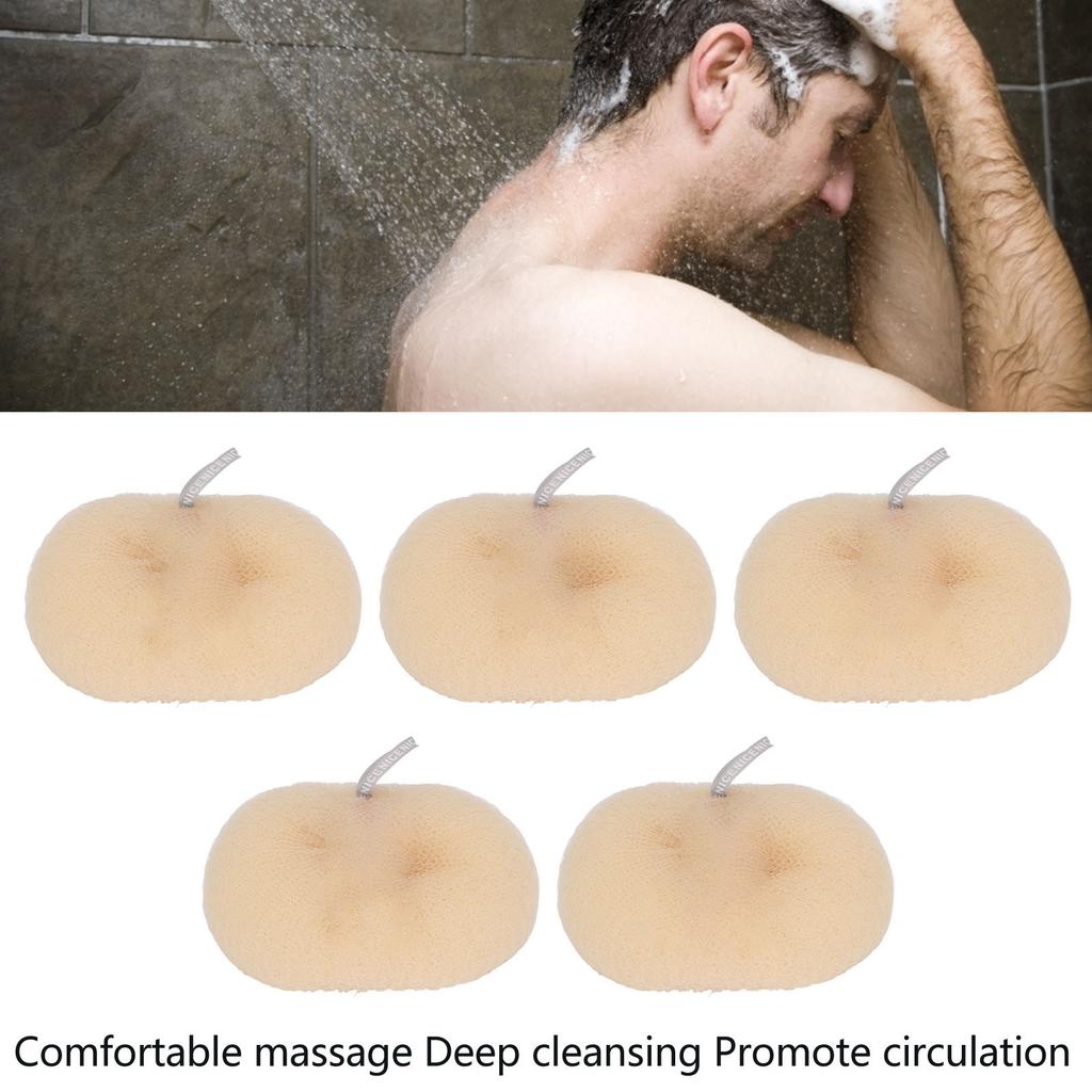 5pcs Bath Shower Loofah Sponge Cleansing Dense Foam Comfortable Massage Body Wash Scrubber