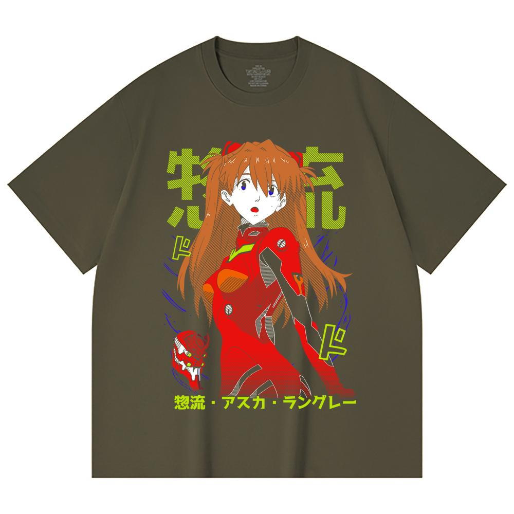 230 Gsm 100% Cotton Evangelion V10 Asuka Print Unisex Heavy Cotton T Shirt