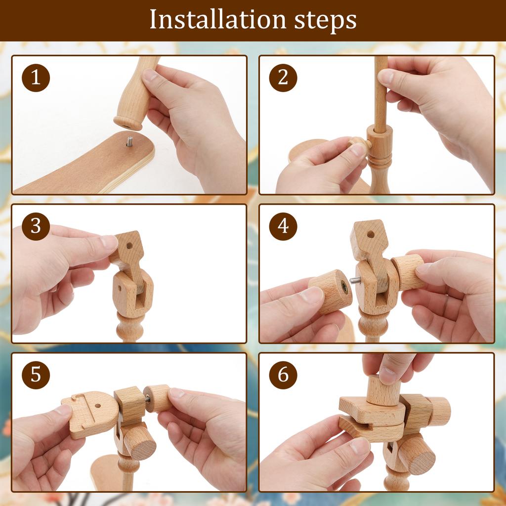 Beech Embroidery Frame Hoop Stand Adjustable Cross Stitch Hoop Desktop Stand DIY Sewing Arts Crafts Needlework Sewing Tools