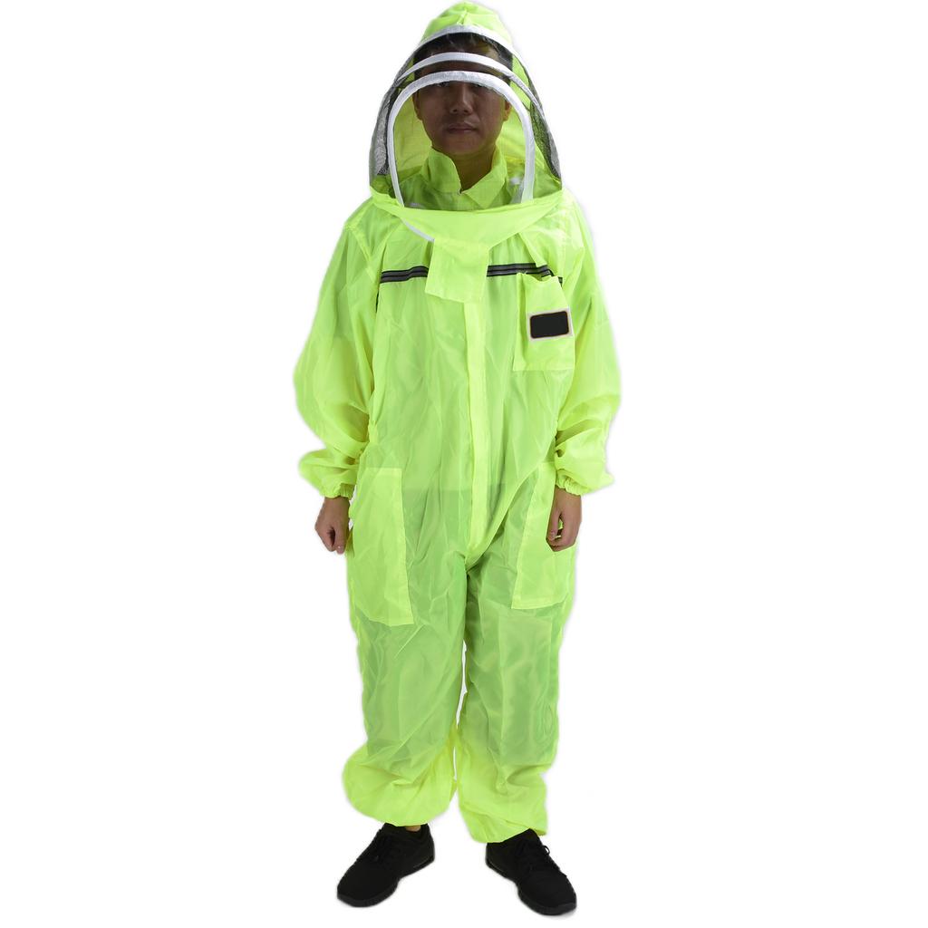 Beekeeping Suit Fluorescent Green One Piece Zipper Design Breathable Beekeeper Clothing