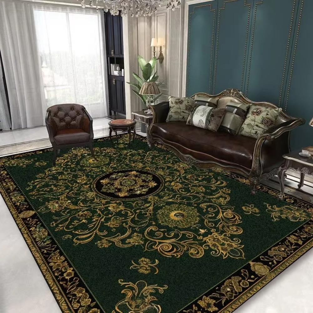 European Luxury Black Printing Rug Living Room Sofa Area Floor Mat Bedside Area Rug Balcony Kitchen Dinner Table Mat Welcome Rug
